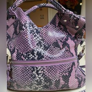 GENUINE SNAKESKIN CROSSBODY DESIGNER BAG by PIETRO ALESSANDRO PURPLE & BLACK PUC